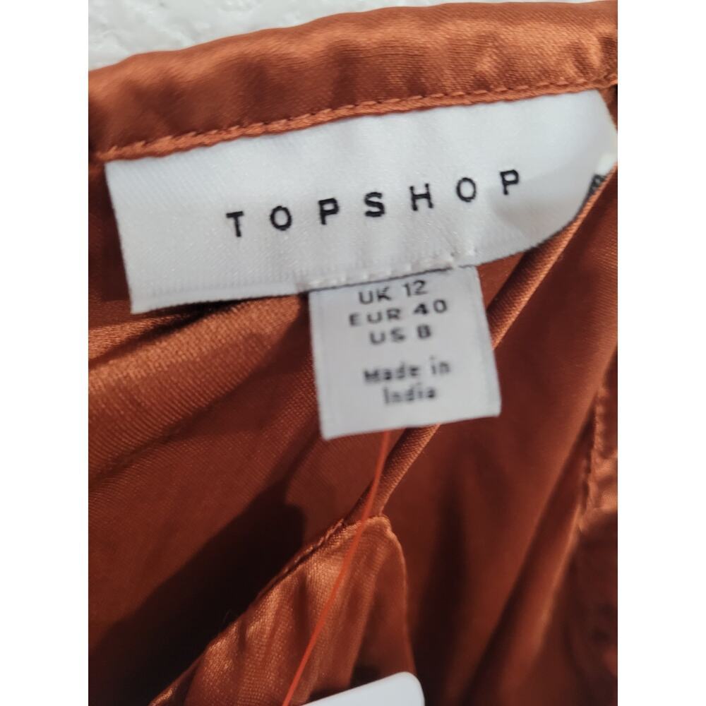 Topshop Women's Twist Satin Cami Chocolate size 8‎ NEW #15 - Picture 6 of 7